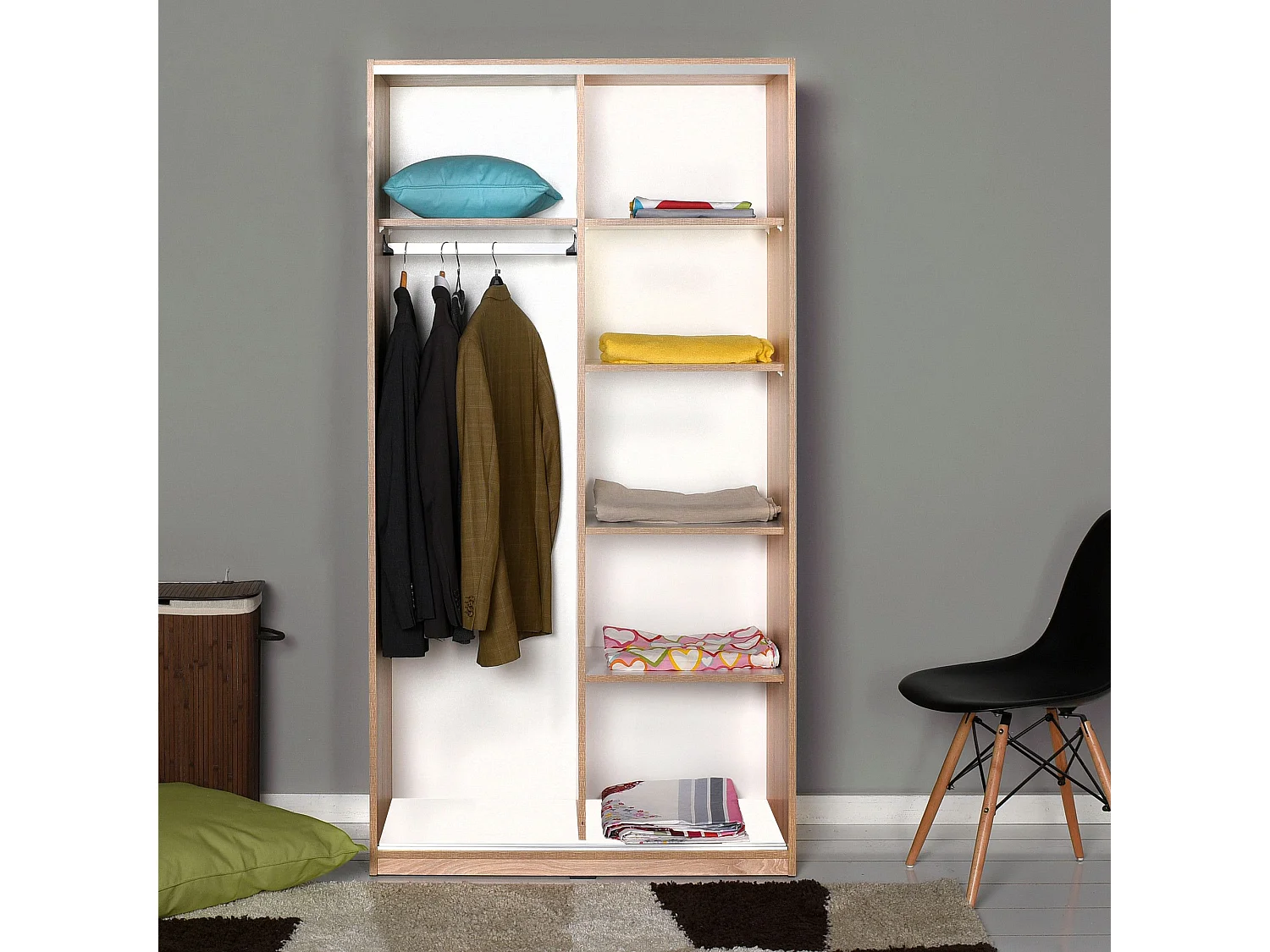 Roupeiro Moderno Zenith em Carvalho Sonoma com Portas de Correr - 94 x 182 x 52 cm