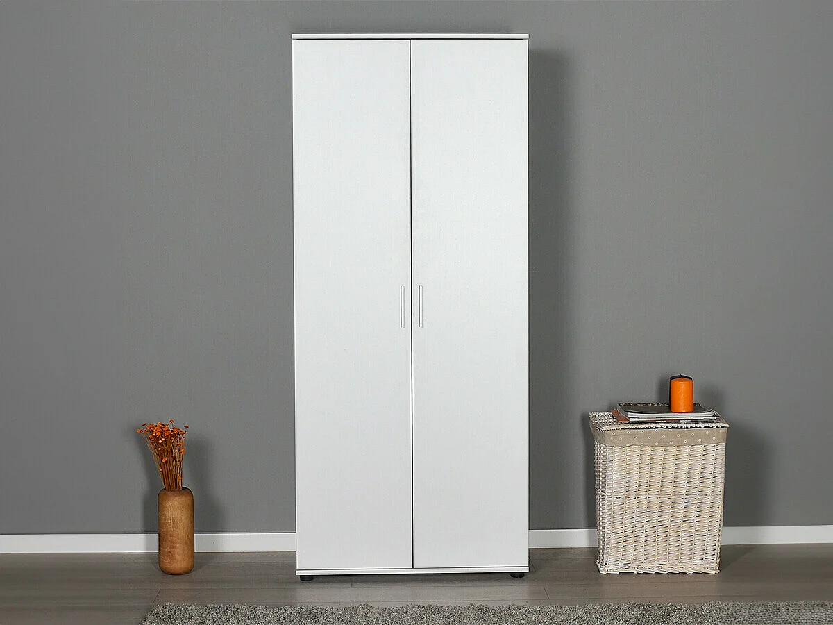 Roupeiro Moderno "Aurelio" em Branco - 80 x 187 x 47 cm para Quarto Elegante