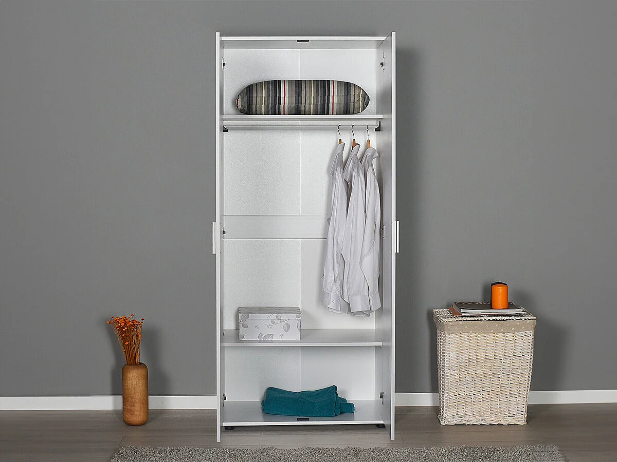 Roupeiro Moderno "Aurelio" em Branco - 80 x 187 x 47 cm para Quarto Elegante