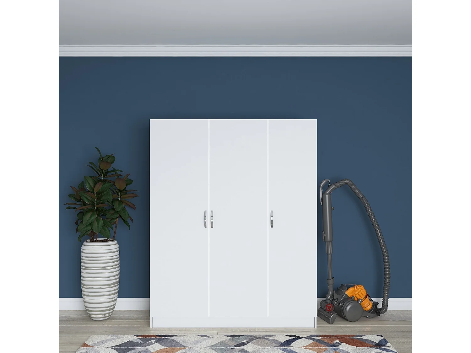 Scaffale Kailua 2105, Chiuso|Con porte, Truciolare laminato, 182x145x55cm, Bianco