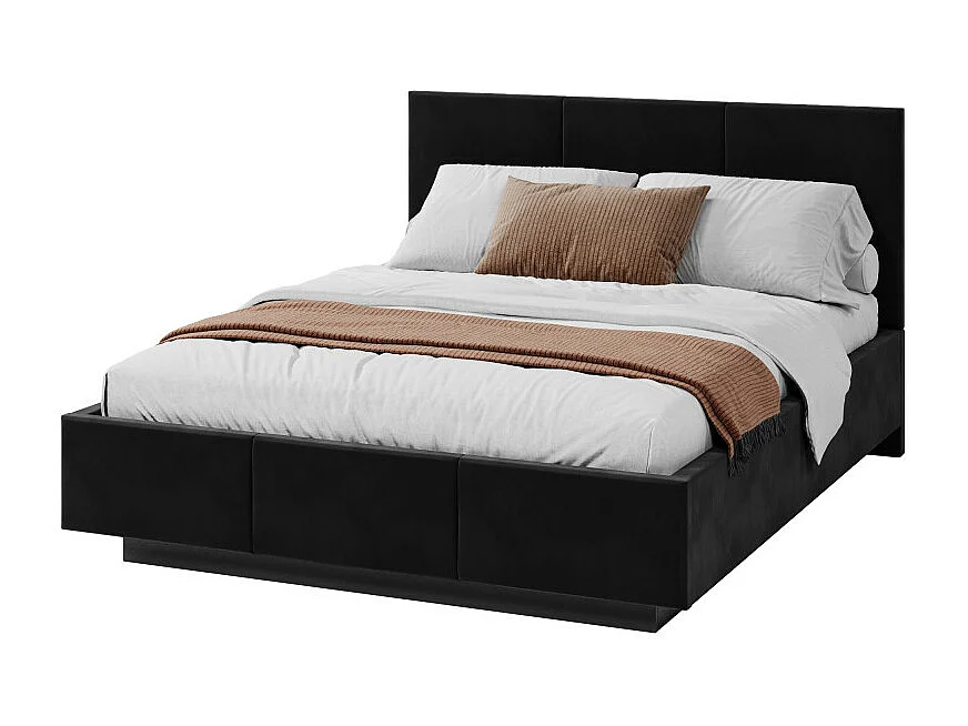 Lit coffre Aveiro 140 x 200 cm avec sommier à lattes relevable Noir