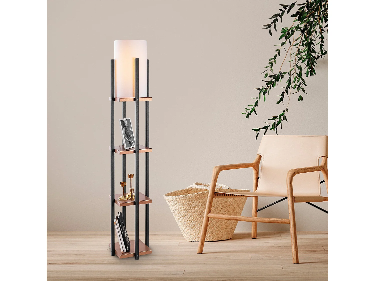 Candeeiro de Pé Preto e Cobre - Elegância e Estilo para o Seu Espaço