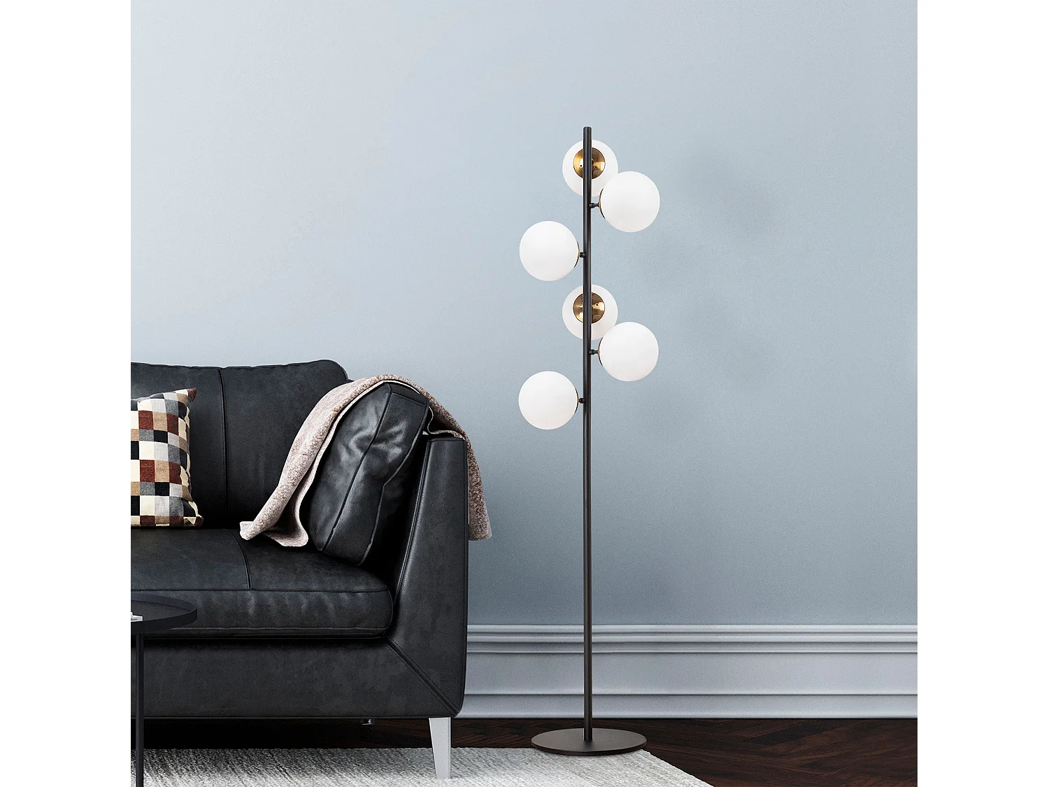 Candeeiro de Pé Preto Fazli 10520 - Iluminação Elegante e Moderna