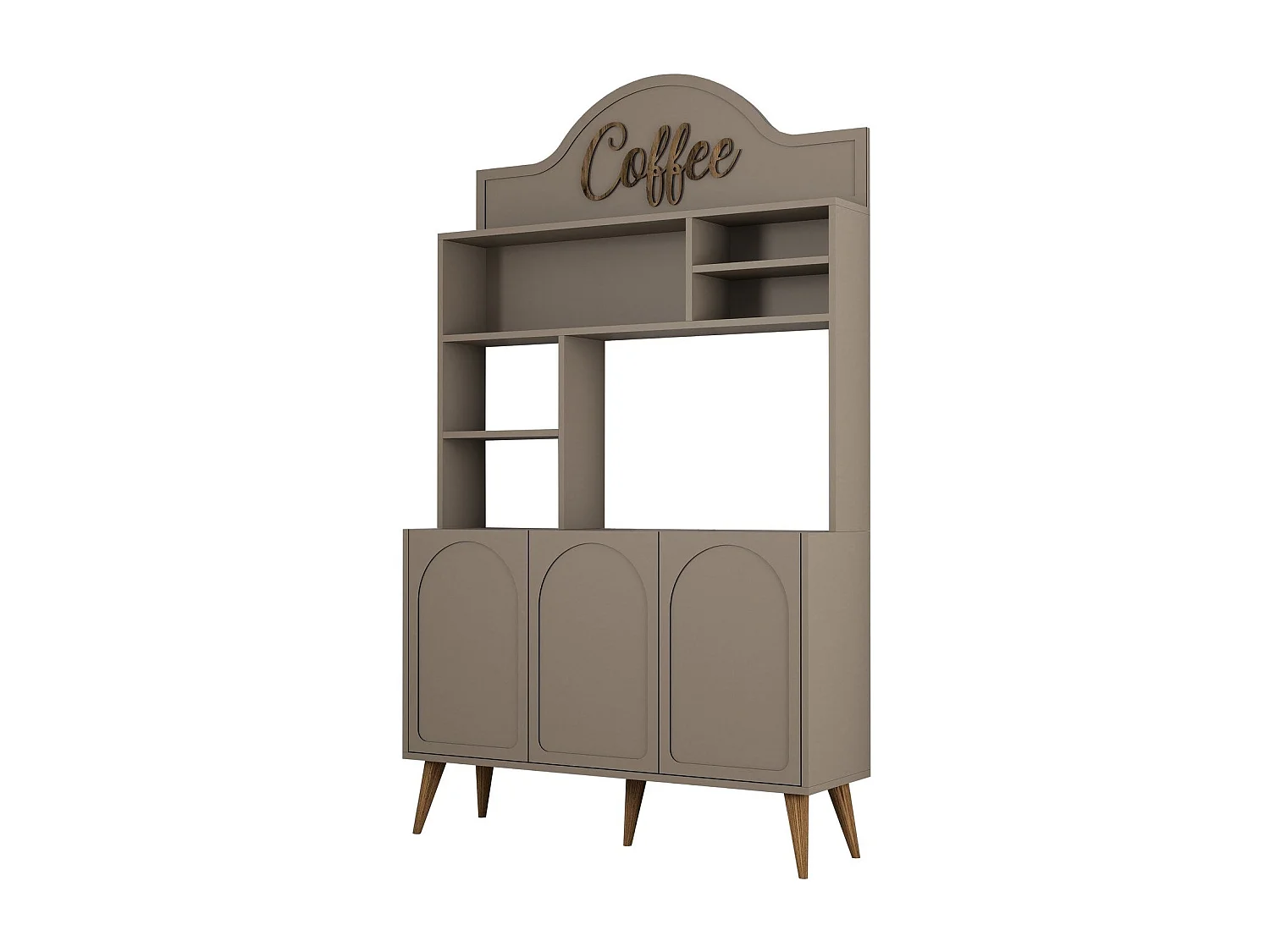 Armário Alto de Cozinha 'Coffee' - 200x120x35 cm - Estilo Moderno em Atlas e Nogueira