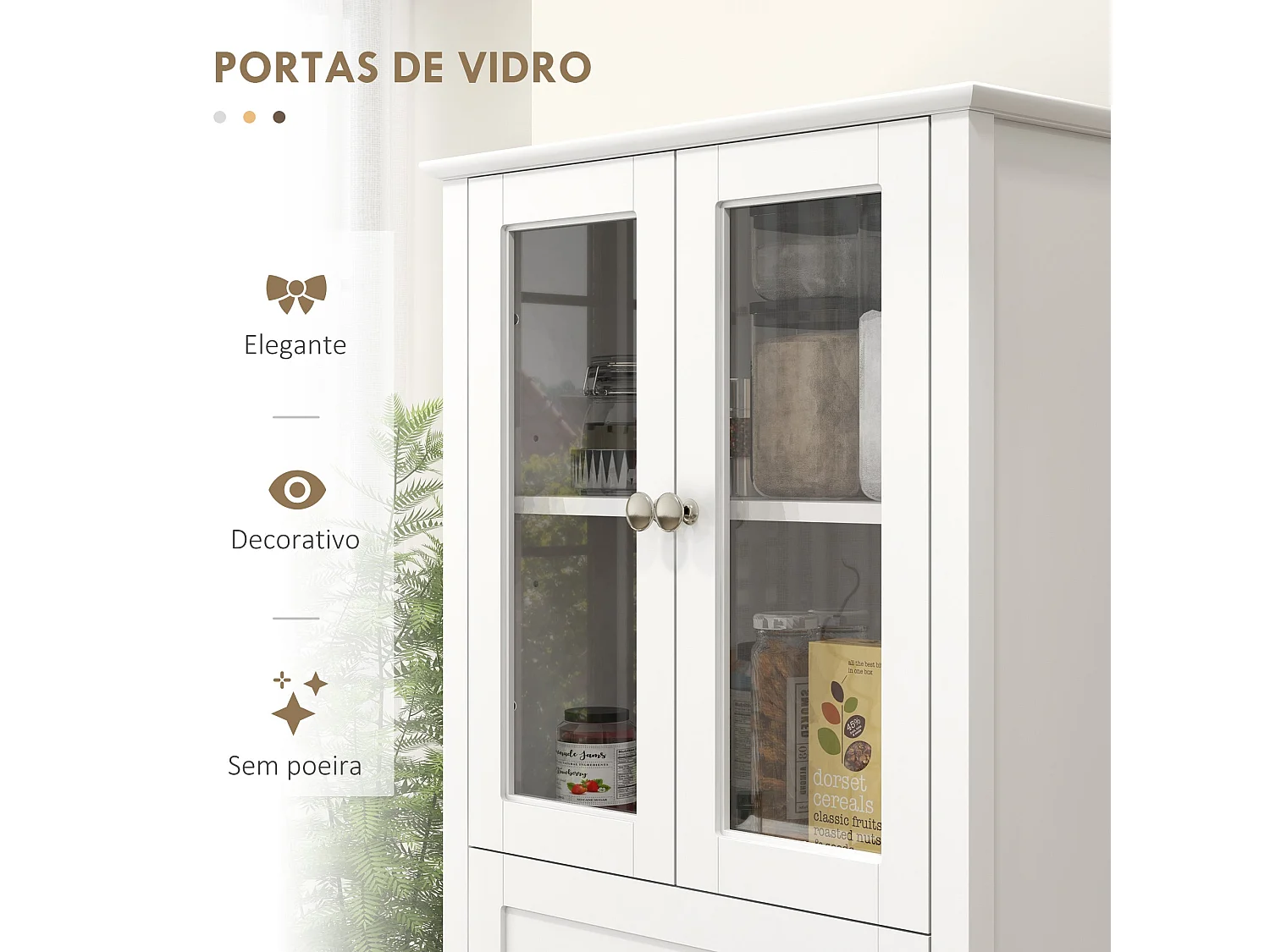 Aparador Kamesi Homcom 2 armarios + 1 cajón blanco 168,5x61x35 cm