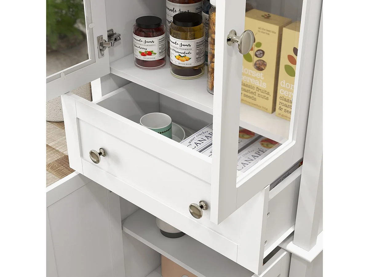 Aparador Kamesi Homcom 2 armarios + 1 cajón blanco 168,5x61x35 cm