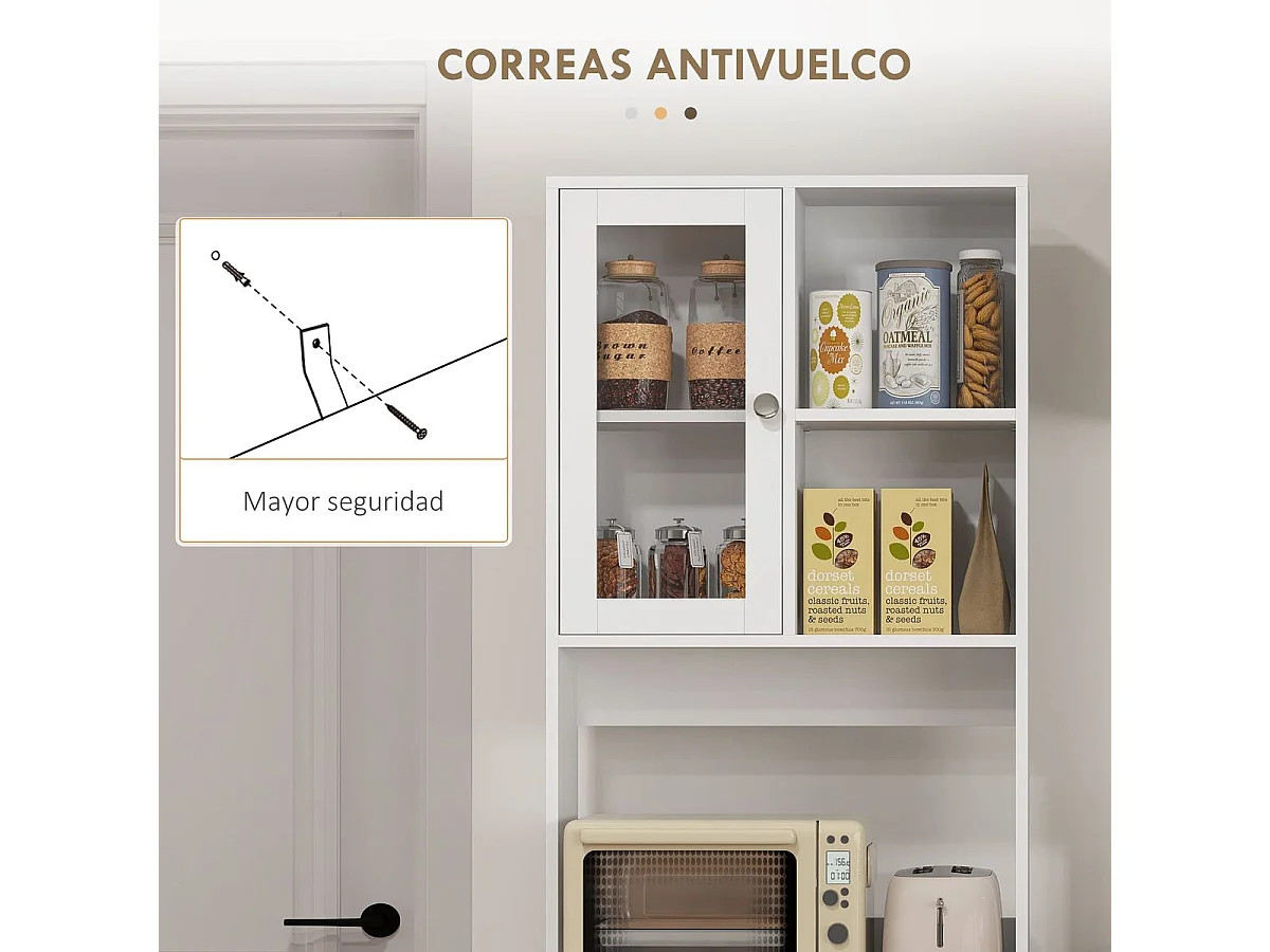 Alacena Moray Homcom 4 cajones + 2 armarios + estante blanco 180x60x35 cm