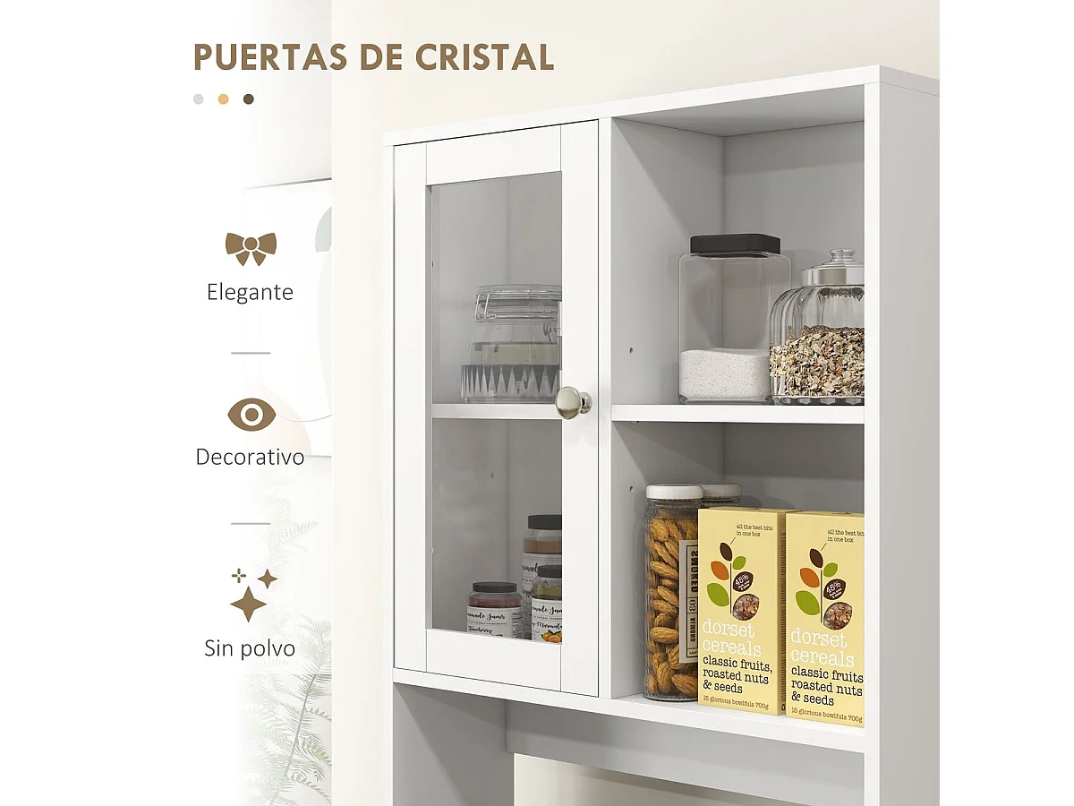 Alacena Moray Homcom 4 cajones + 2 armarios + estante blanco 180x60x35 cm