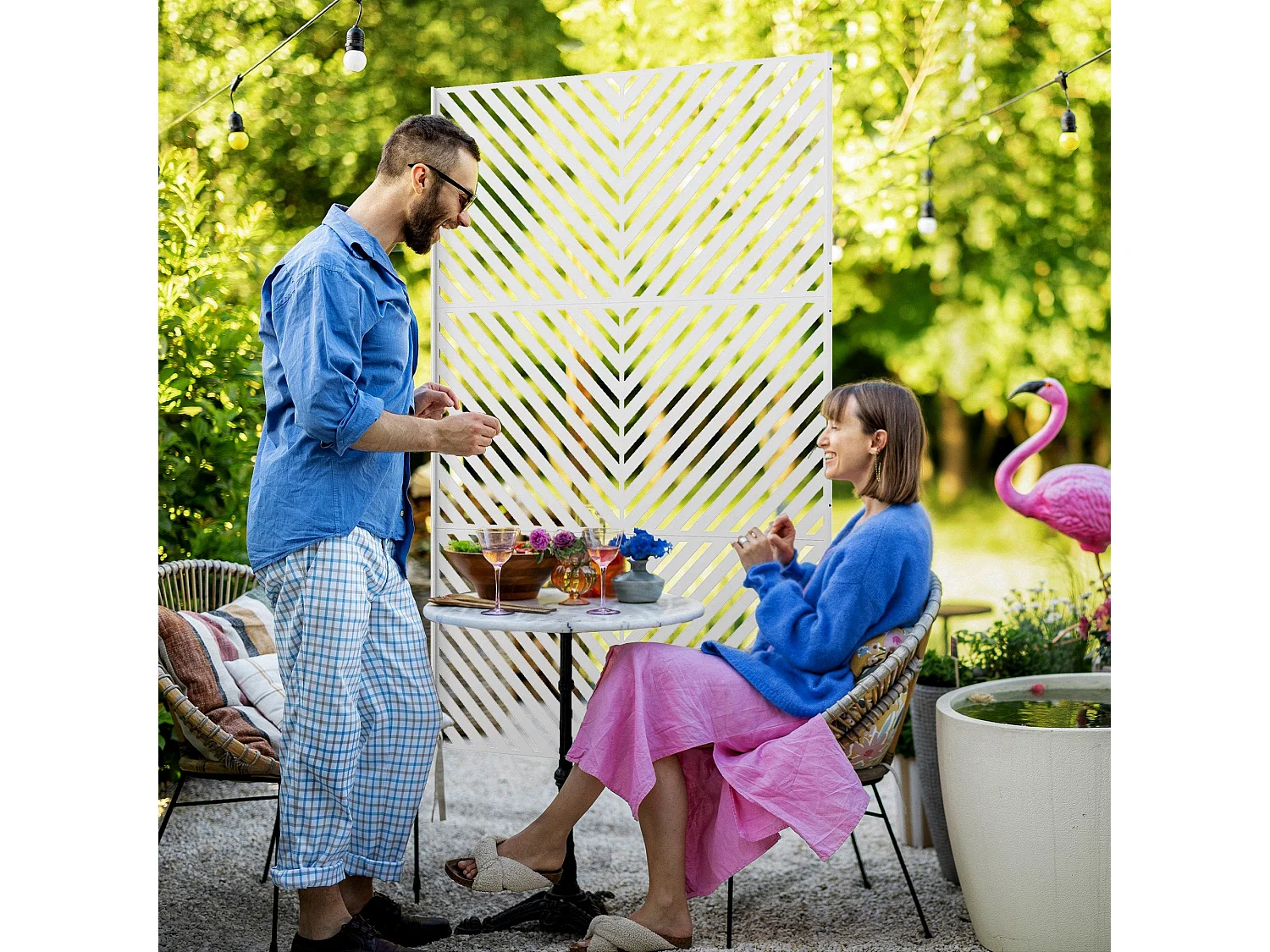 Biombo de Exterior com 3 Painéis em Aço - Divisor de Ambientes Elegante para Jardim e Varanda