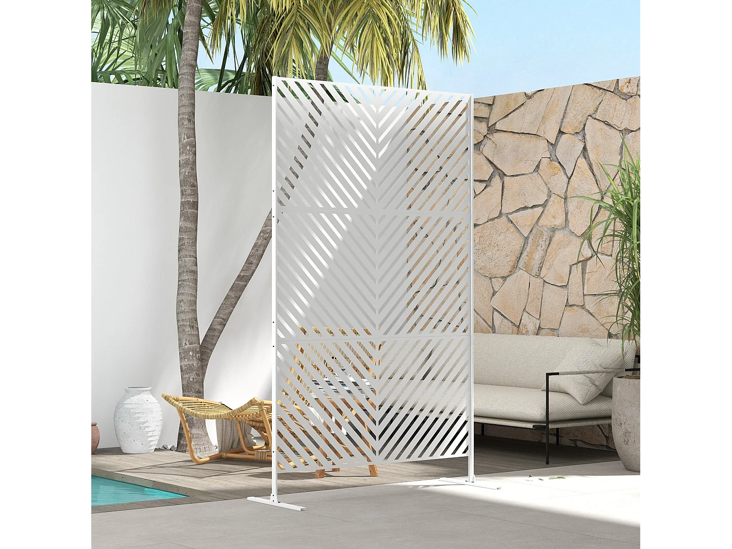 Biombo de Exterior com 3 Painéis em Aço - Divisor de Ambientes Elegante para Jardim e Varanda