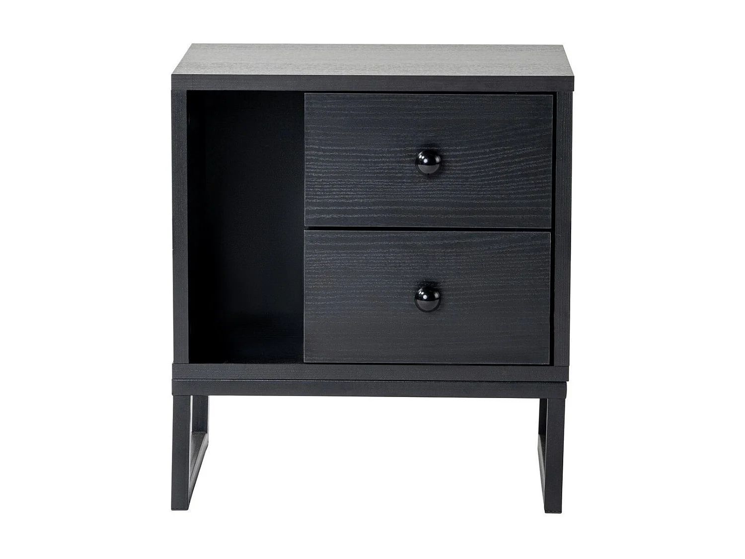 Table de chevet 2 tiroirs Franko L45,2xH50cm Bois et Métal Noir