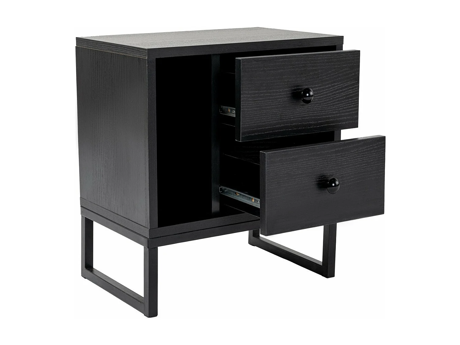 Table de chevet 2 tiroirs Franko L45,2xH50cm Bois et Métal Noir