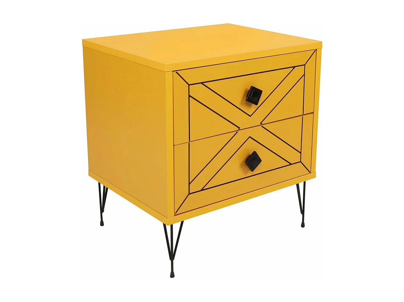 Mesa de Cabeceira Luna Amarelo Vibrante – Estilo Moderno e Funcionalidade (50 x 55 x 40 cm)