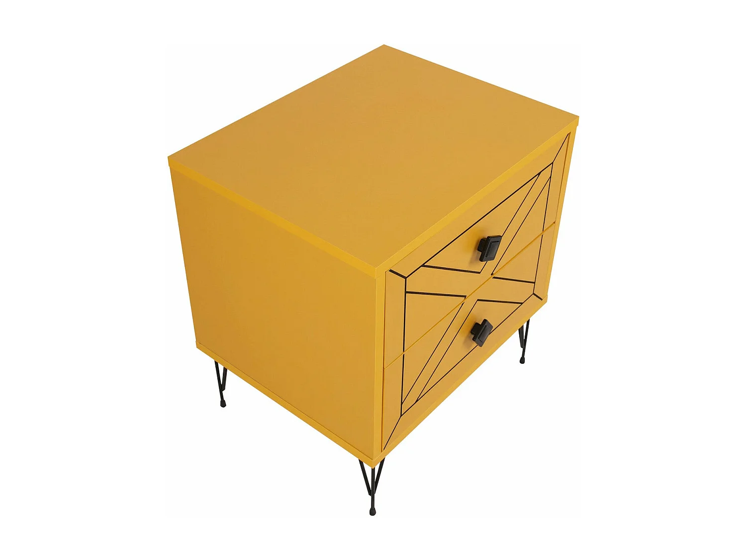 Mesa de Cabeceira Luna Amarelo Vibrante – Estilo Moderno e Funcionalidade (50 x 55 x 40 cm)