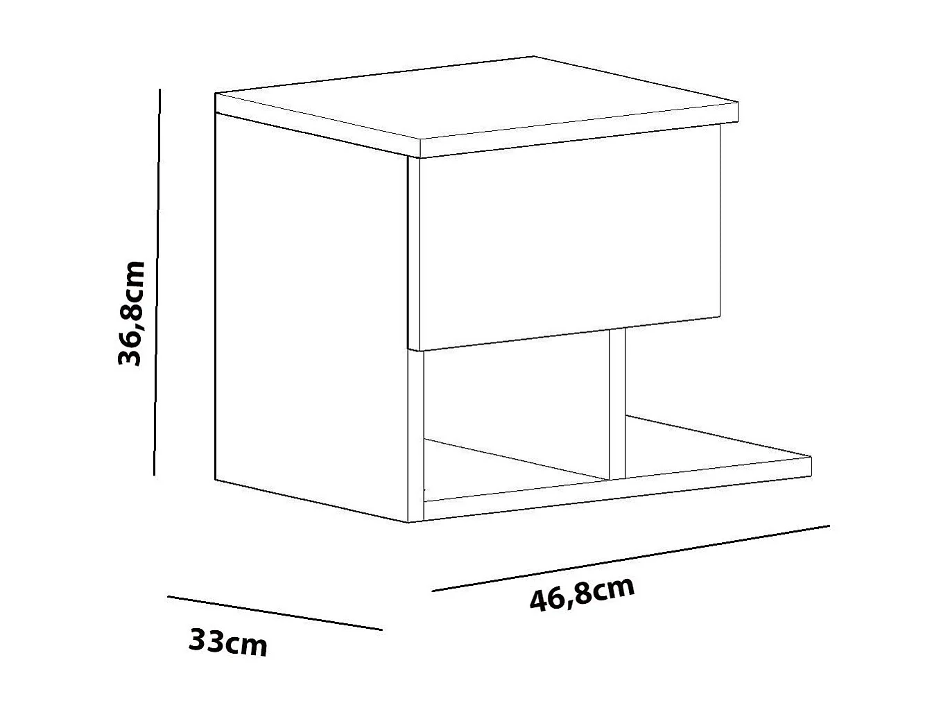 Mesa de Cabeceira Yasso em Branco – Design Moderno e Funcional - 46.8x33x36.8 cm