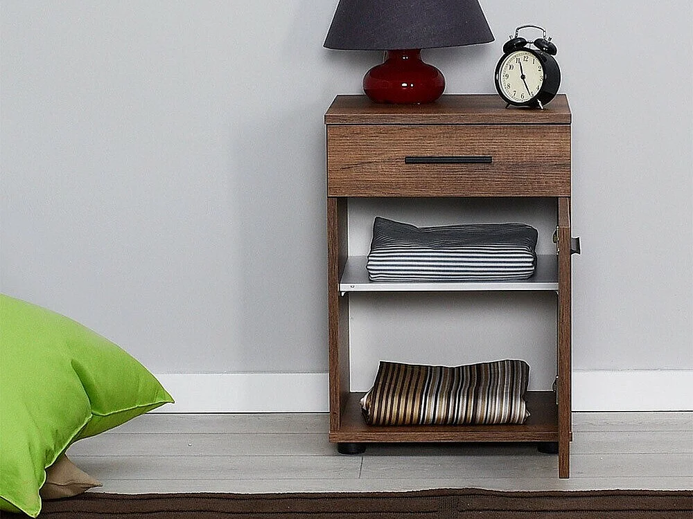 Comodino Kailua 1830, Noce, 57x40x39cm, Truciolare laminato