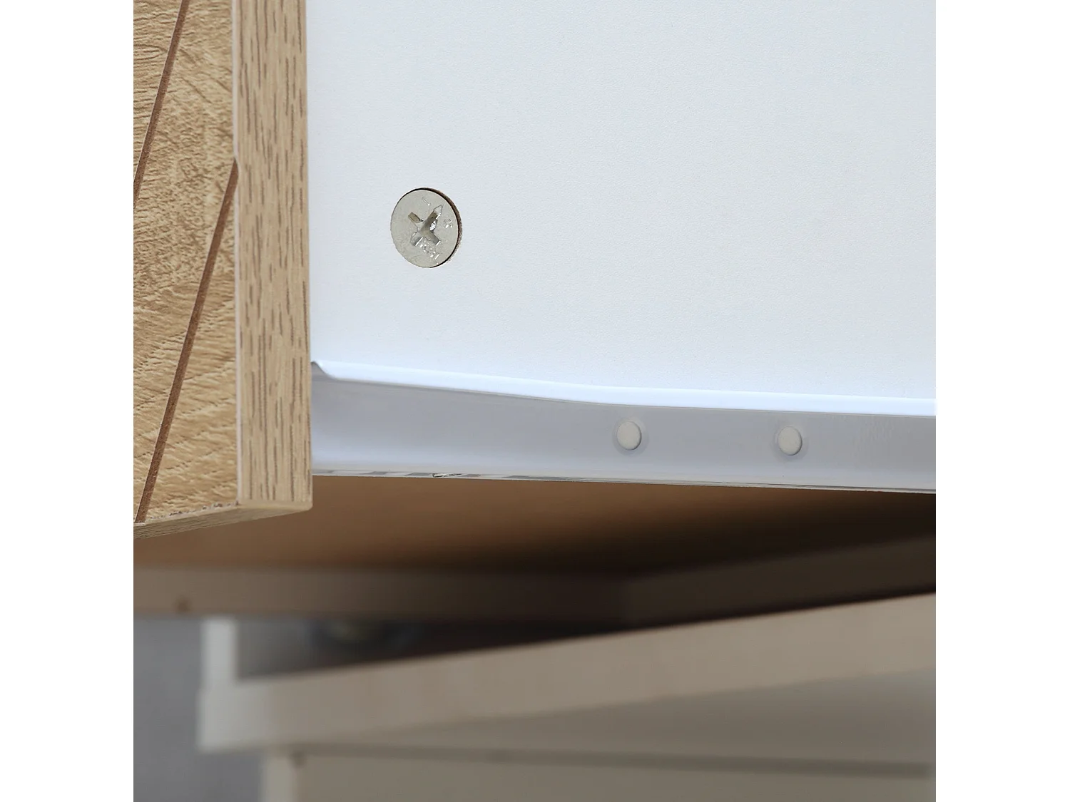 Mesita de noche Calandiva Homcom 1 compartimento + 1 cajón blanco/natural 48x45x39 cm