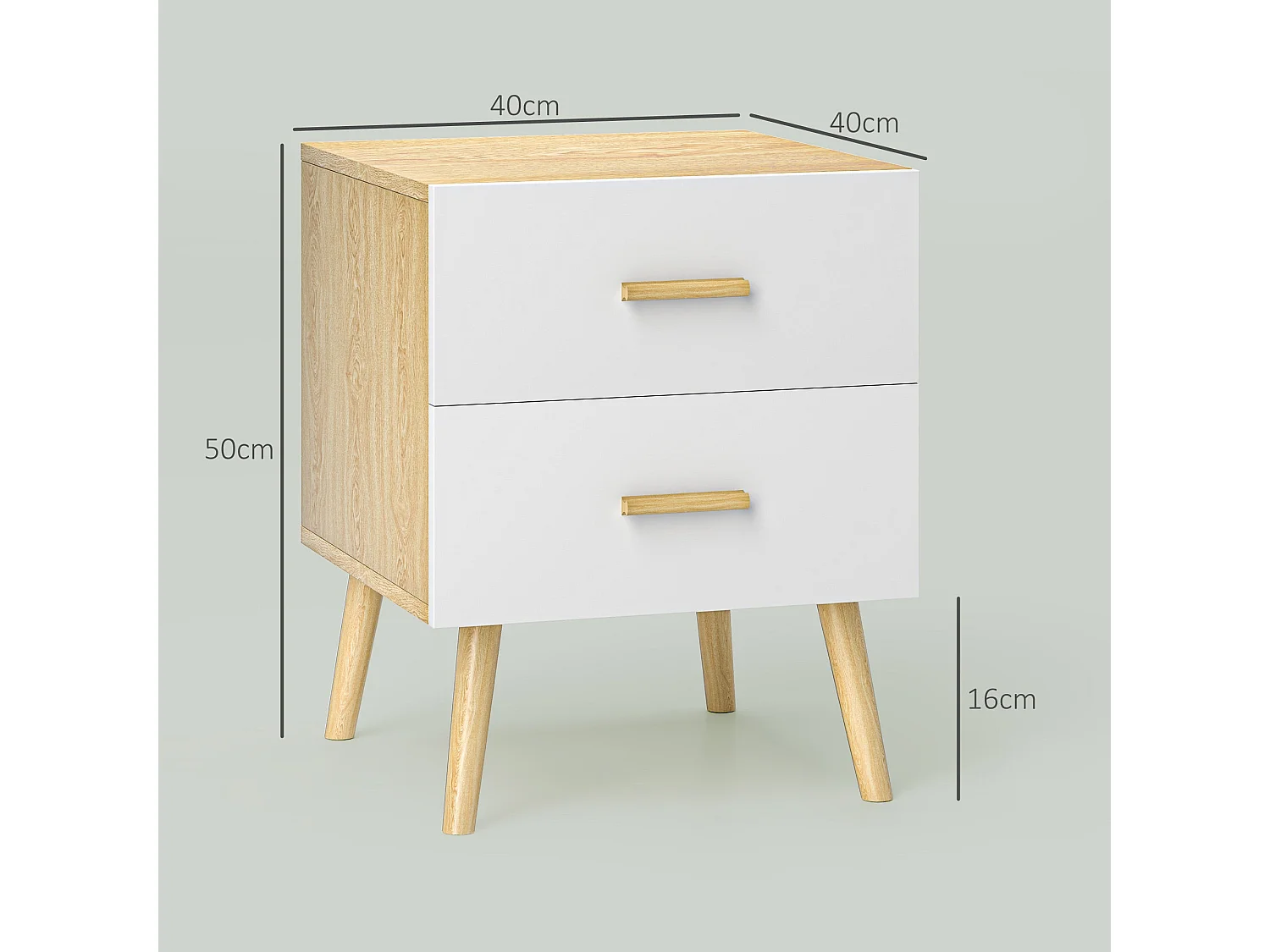 Pack de 2 mesitas de noche Asger 2 cajones roble 50x40 cm