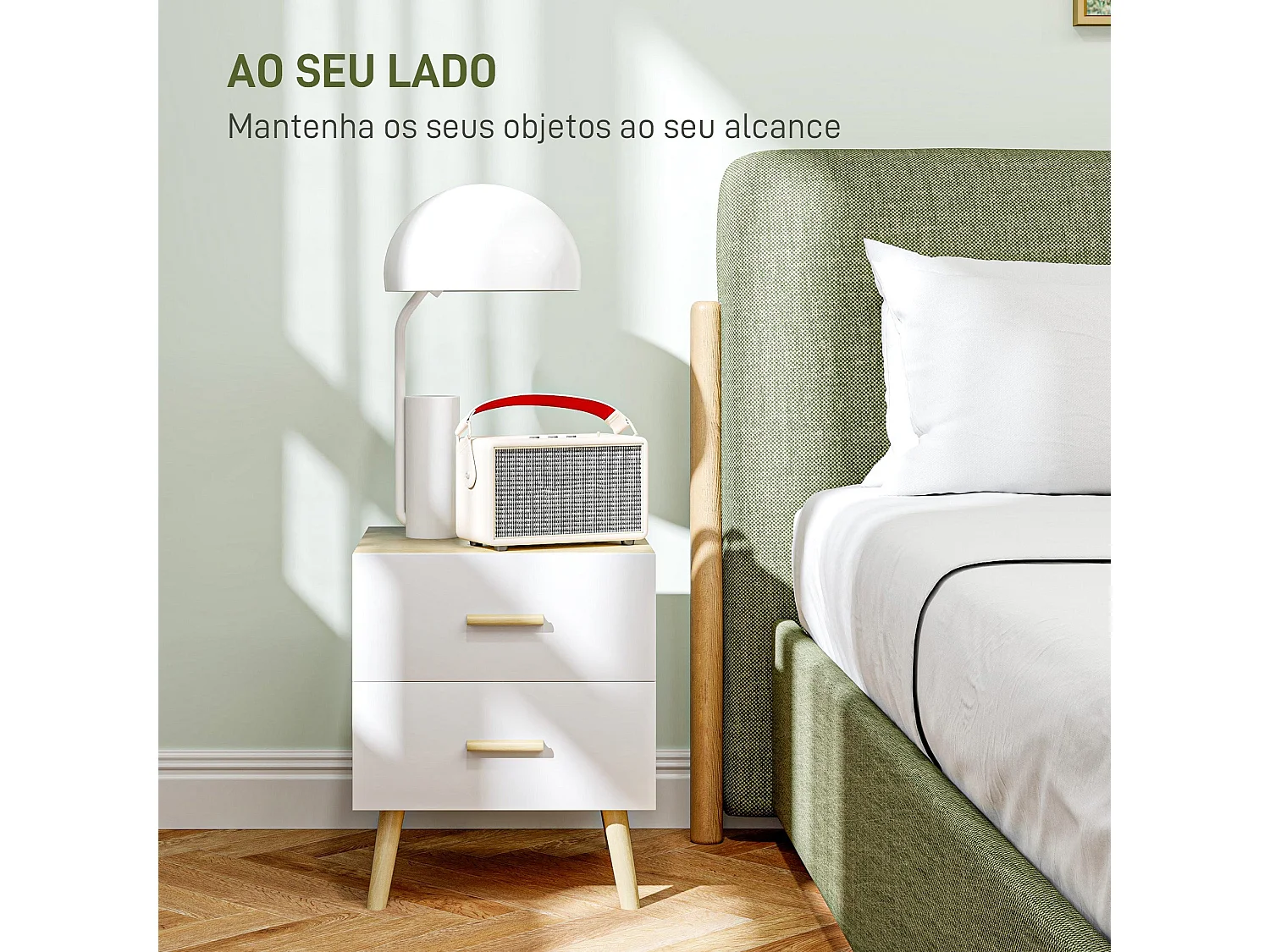 Pack de 2 mesitas de noche Asger 2 cajones roble 50x40 cm