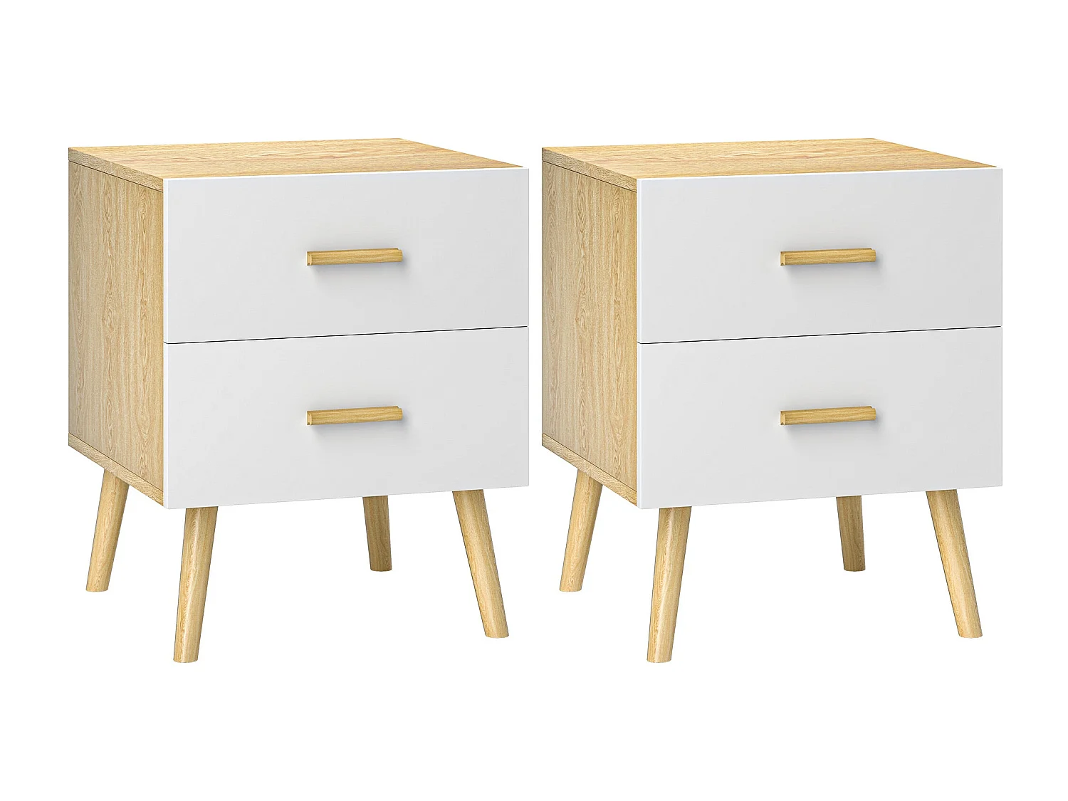 Pack de 2 mesitas de noche Asger 2 cajones roble 50x40 cm