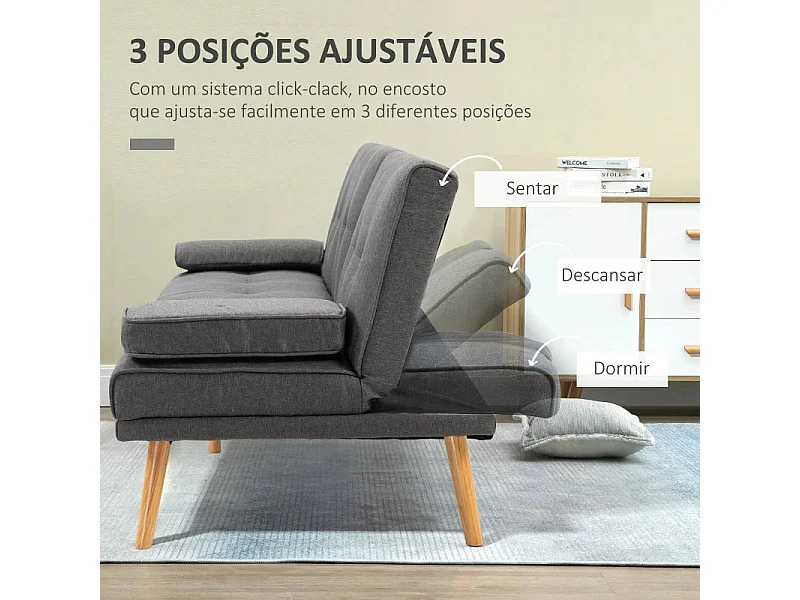 Sofá cama gris oscuro 181x77x78 cm HOMCOM
