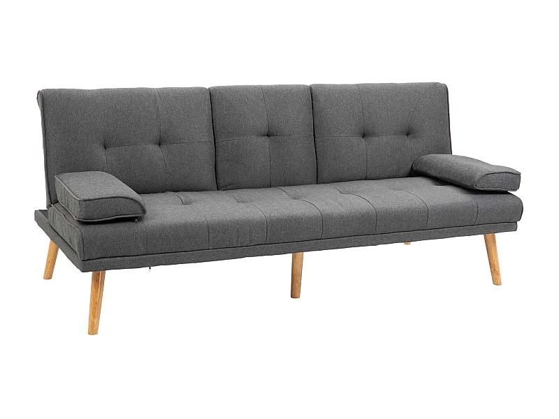 Sofá Cama Moothy Cinza com Porta-Copos - Estilo Moderno e Funcionalidade Prática