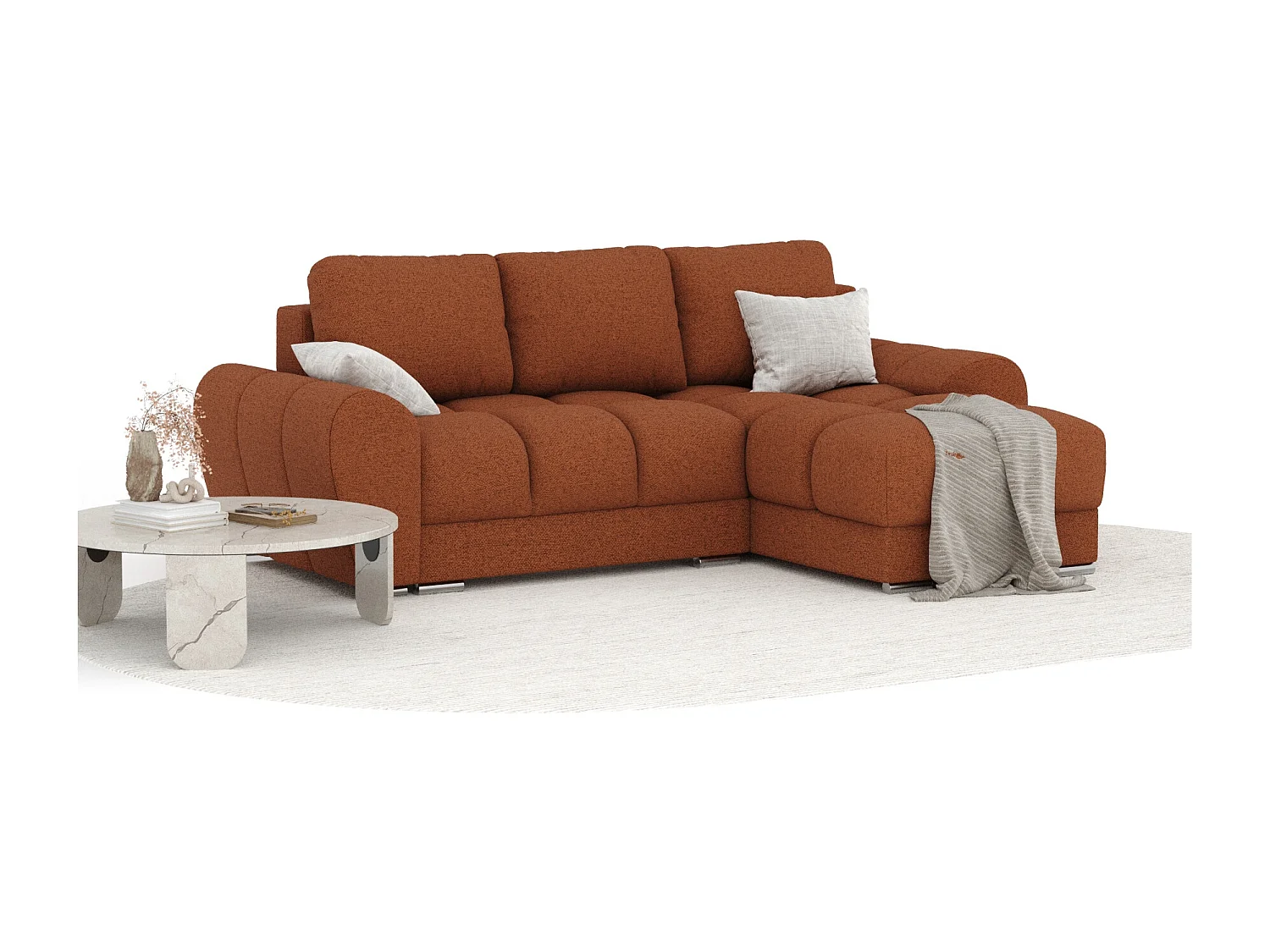 Canapé d'angle en toile tissée Peebles - 4 places - couleur cuivre