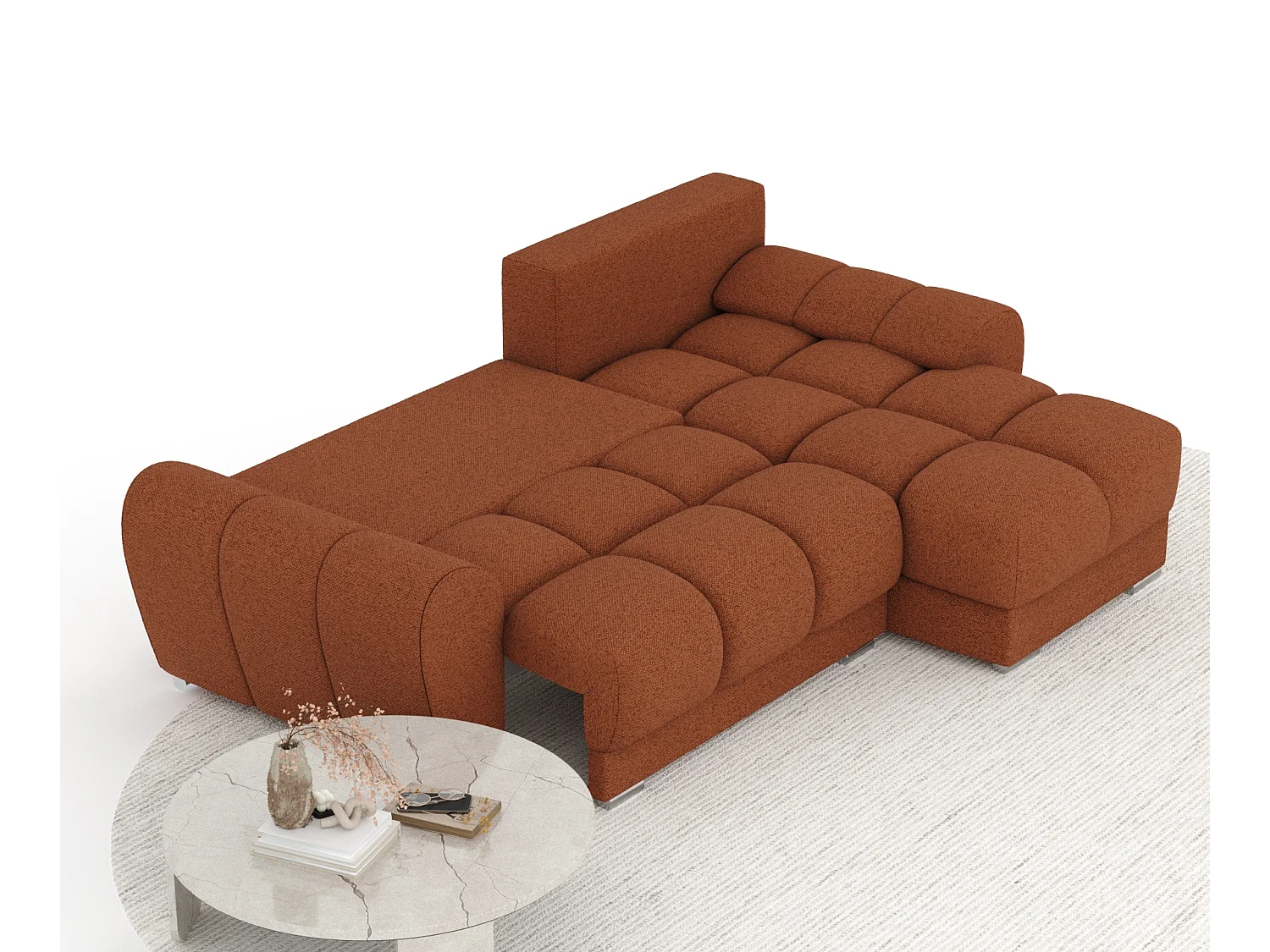 Canapé d'angle en toile tissée Peebles - 4 places - couleur cuivre