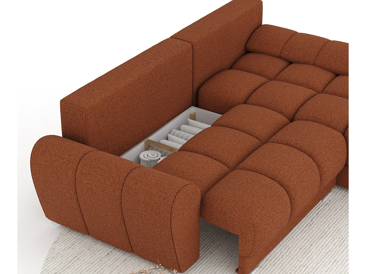 Canapé d'angle en toile tissée Peebles - 4 places - couleur cuivre