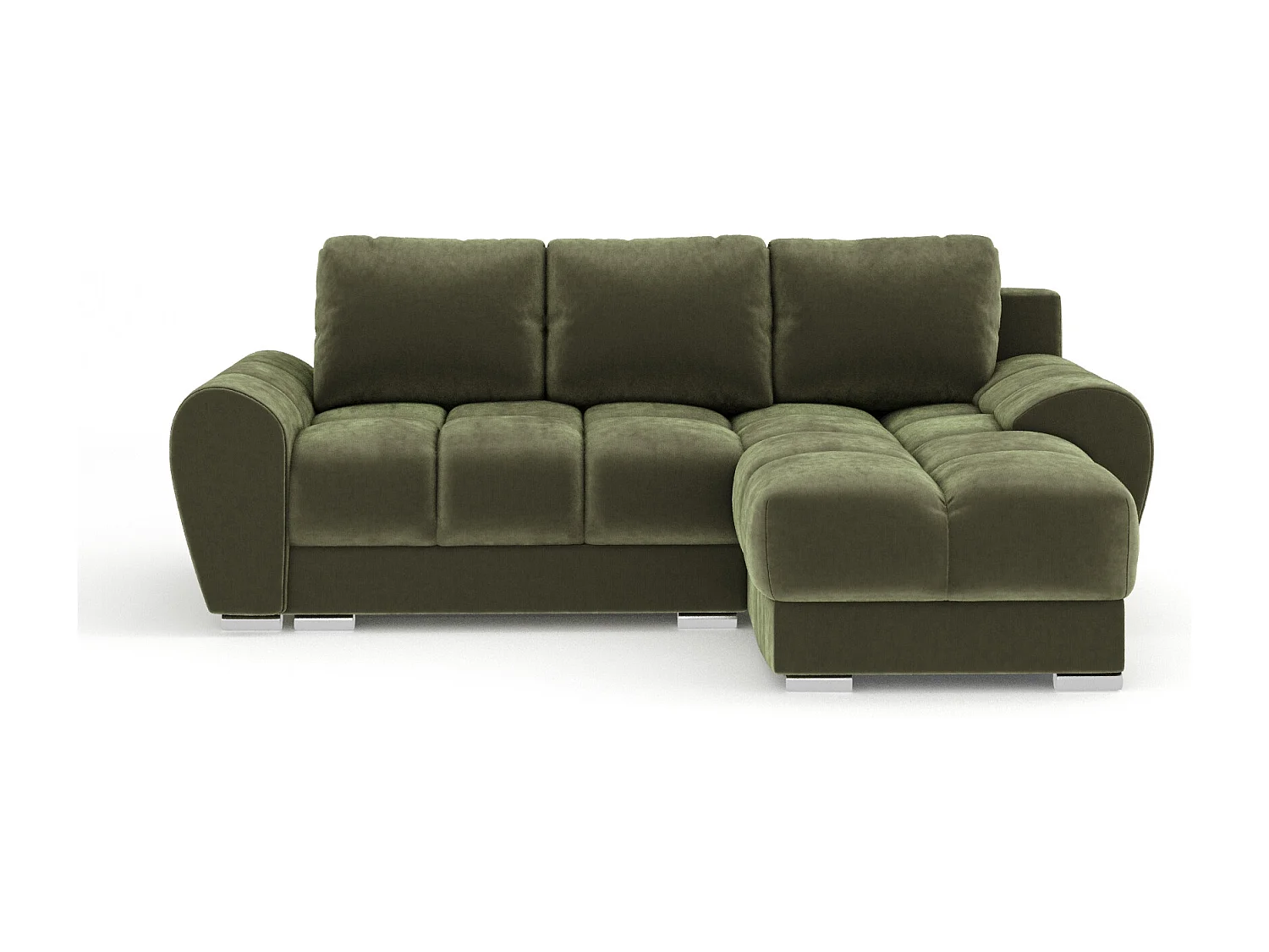 Canapé d'angle en tissu velours Peebles - 4 places - vert olive