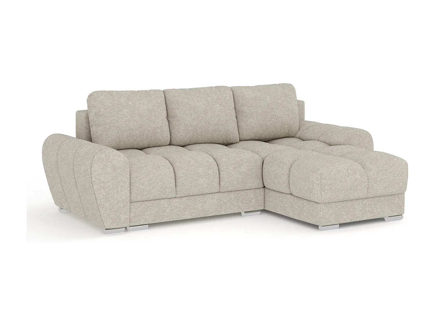 Canapé d'angle en tissu chenille Peebles - 4 places - beige gris