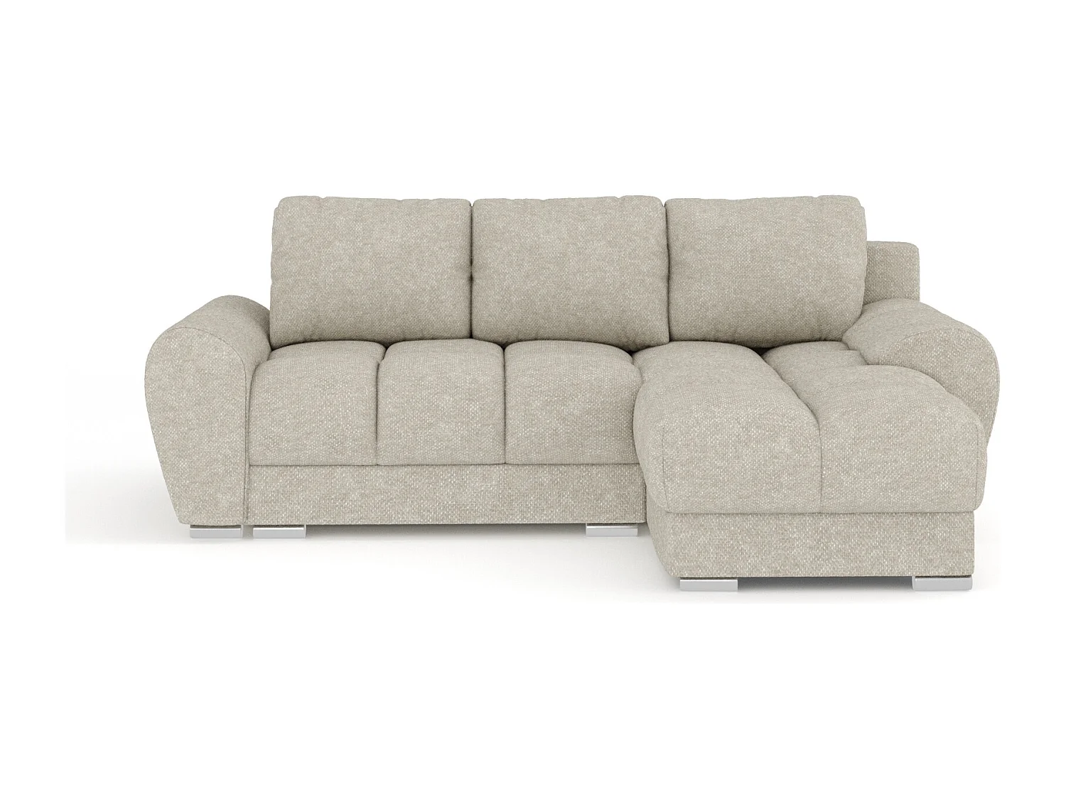 Canapé d'angle en tissu chenille Peebles - 4 places - beige gris