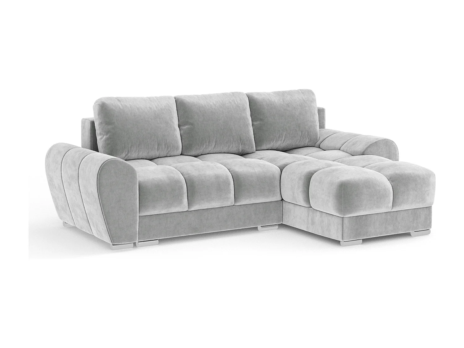 Canapé d'angle en tissu velours Peebles - 4 places - gris clair