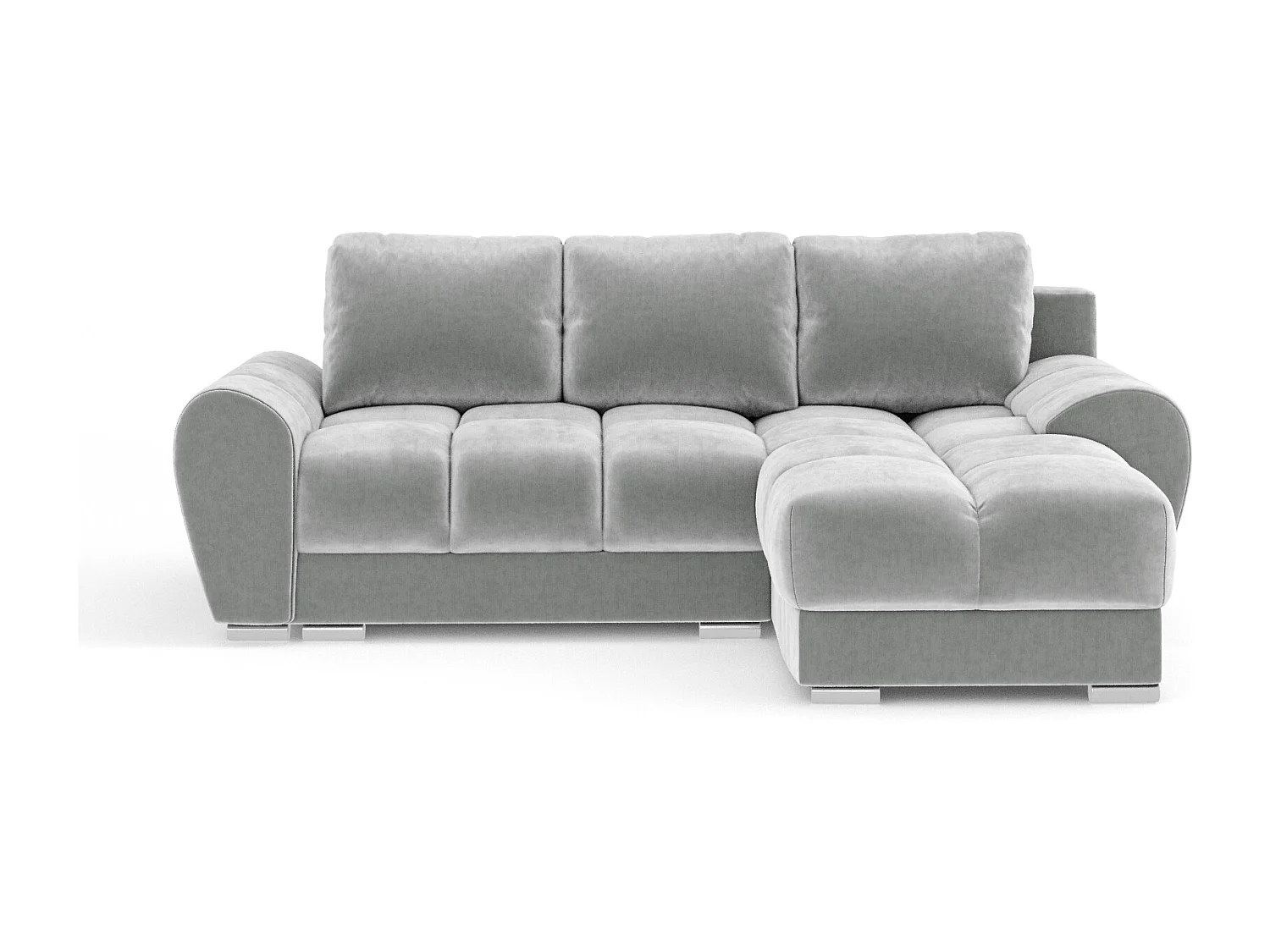 Canapé d'angle en tissu velours Peebles - 4 places - gris clair