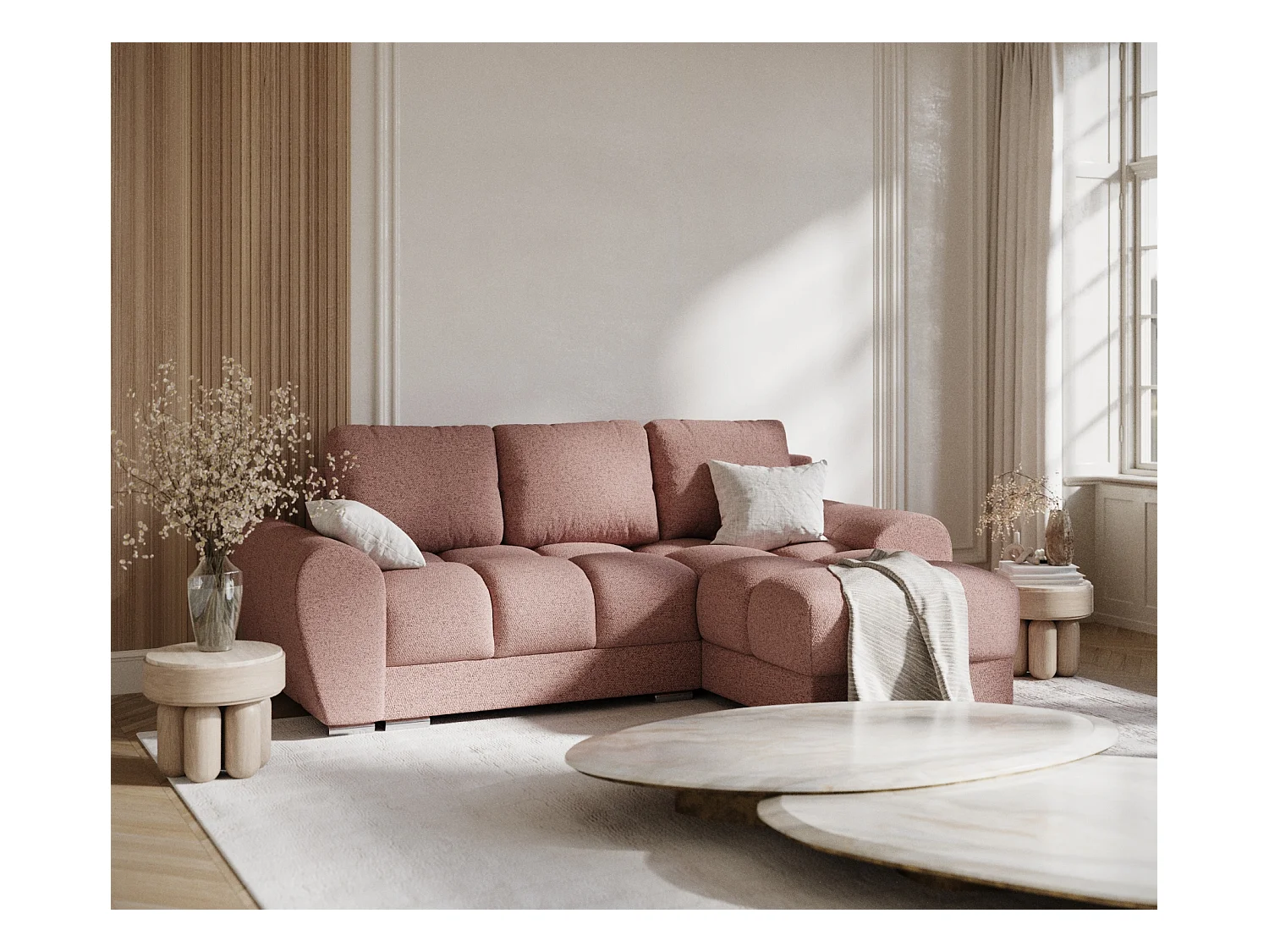 Ecksofa aus Webstoff Peebles - Vier-Personen - rosa