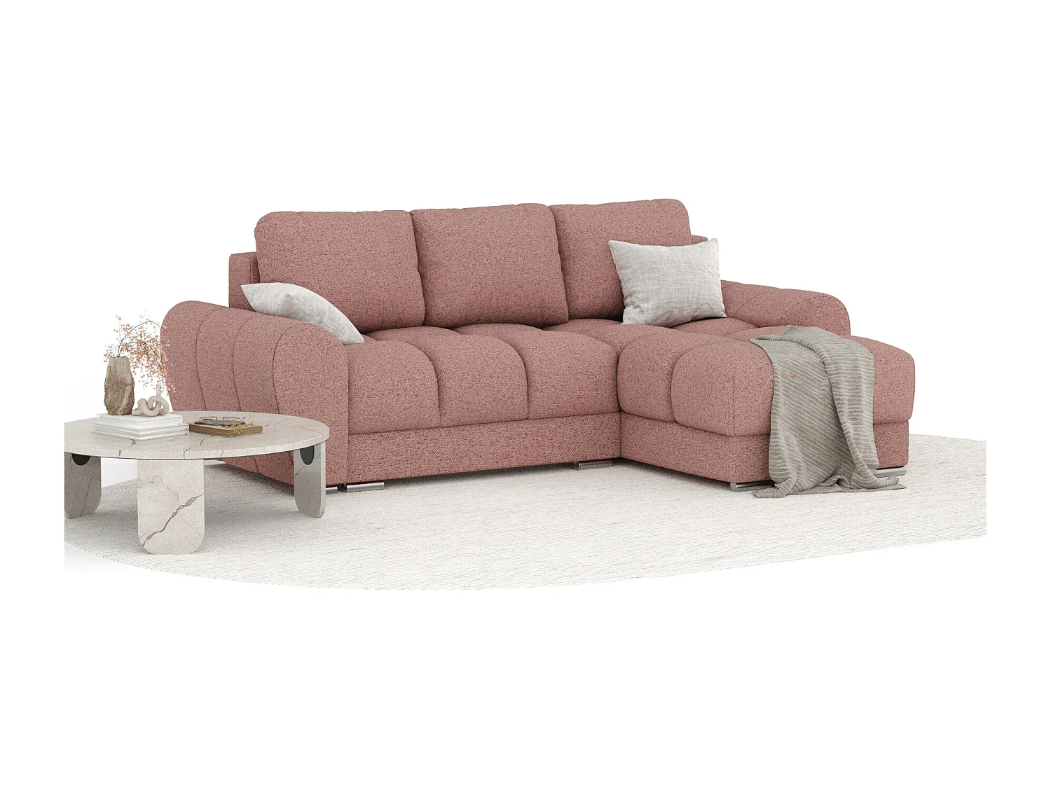 Canapé d'angle en toile tissée Peebles - 4 places - rose