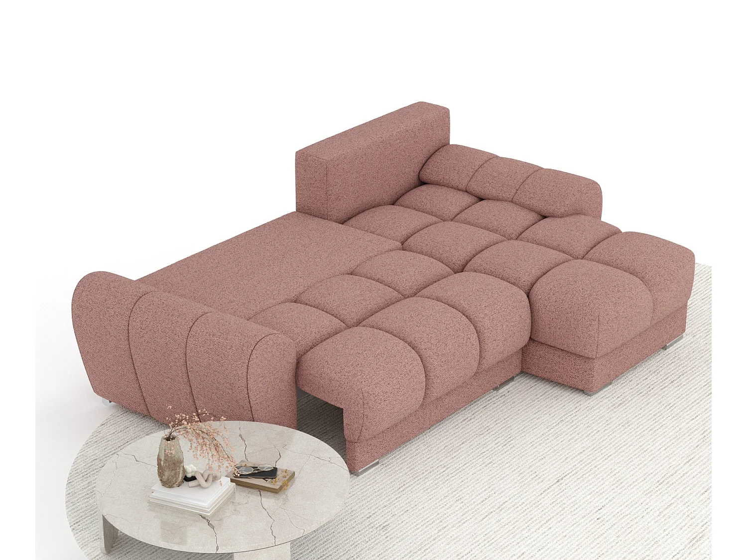 Canapé d'angle en toile tissée Peebles - 4 places - rose