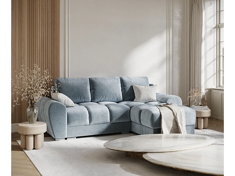 Ecksofa aus Samtstoff Peebles - Vier-Personen - blau