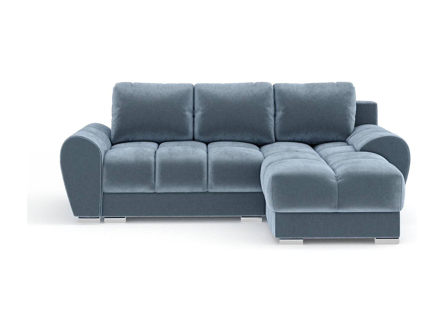 Canapé d'angle en tissu velours Peebles - 4 places - bleu