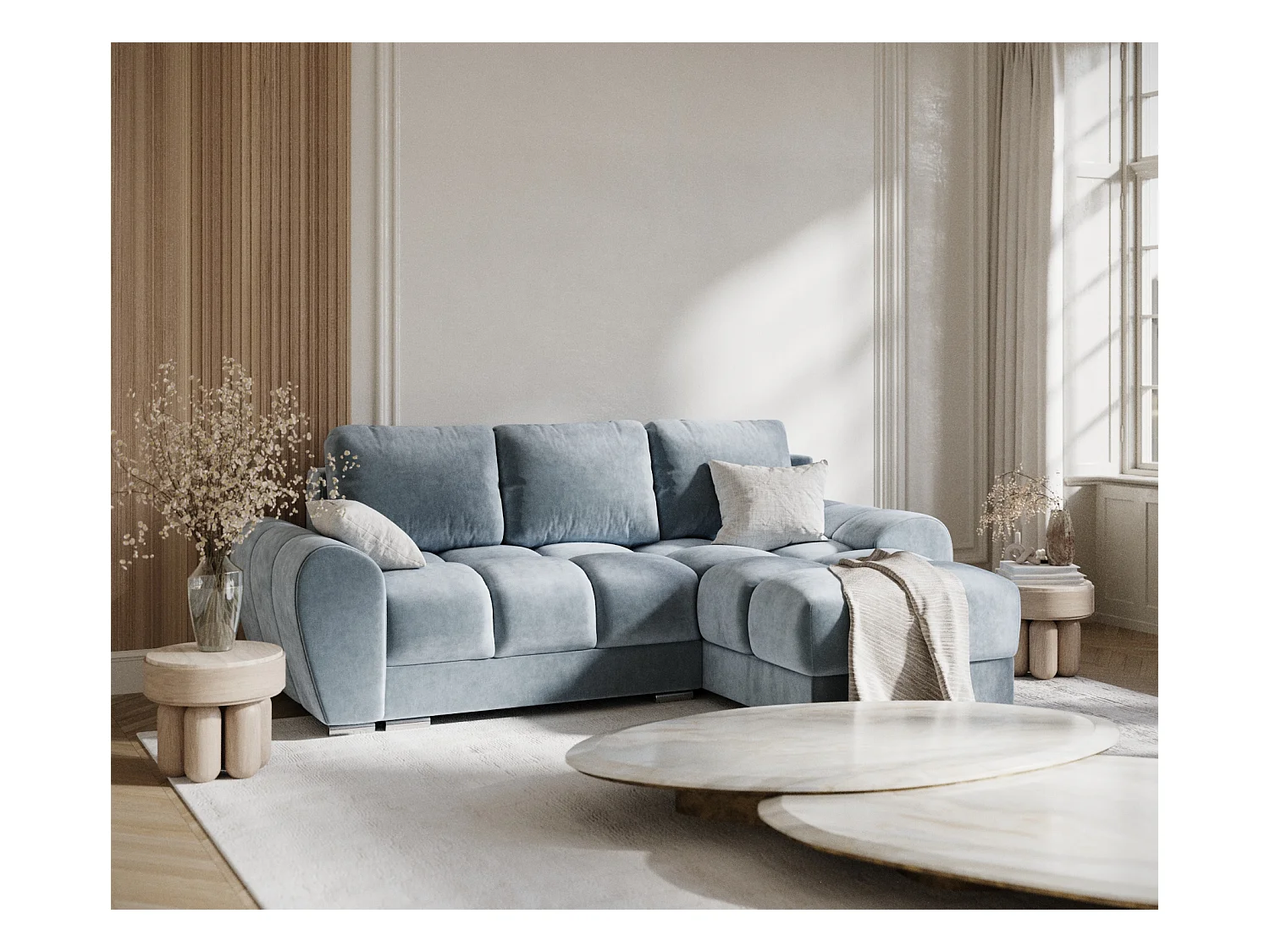 Ecksofa aus Samtstoff Peebles - Vier-Personen - blau