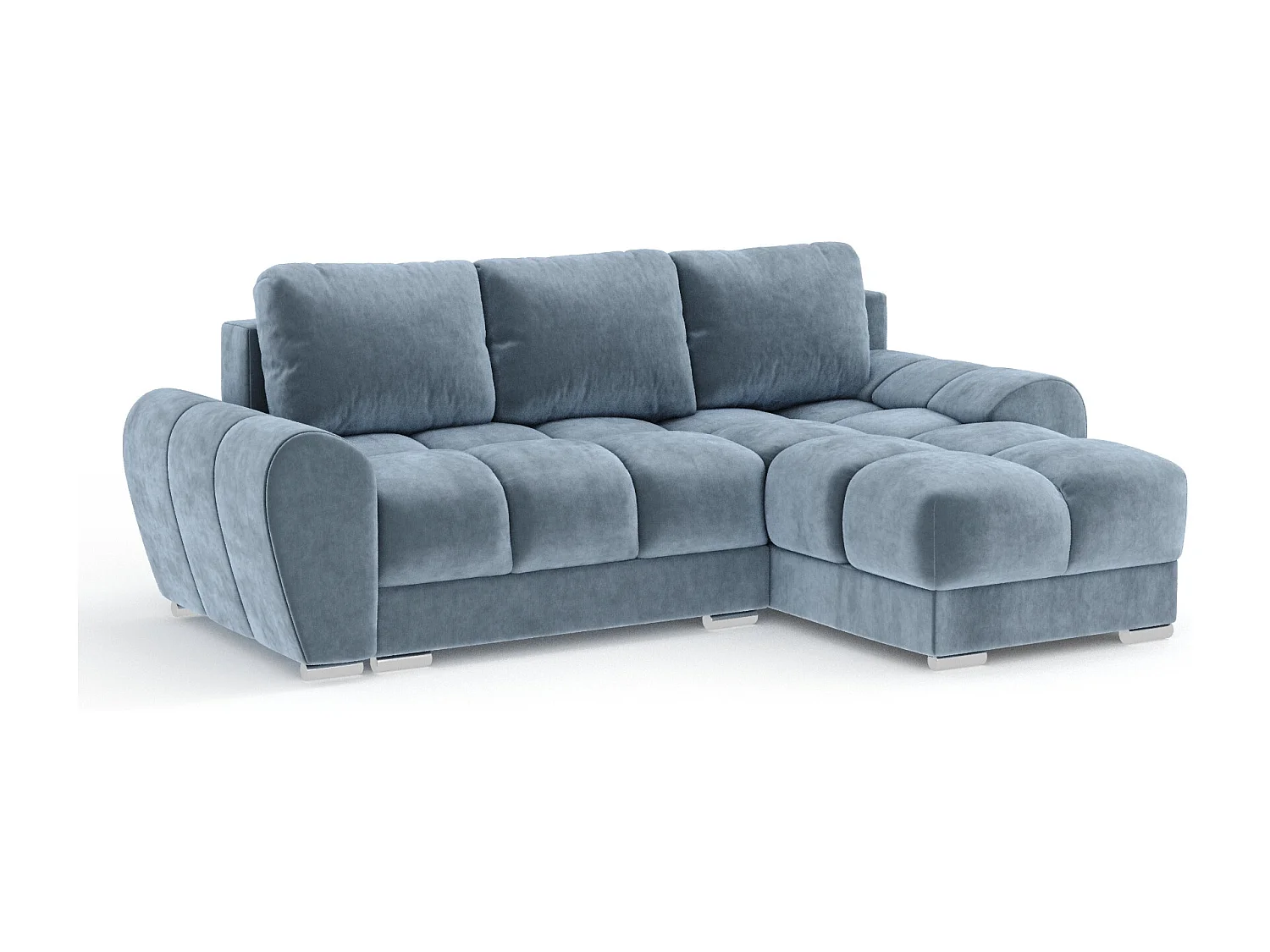 Canapé d'angle en tissu velours Peebles - 4 places - bleu