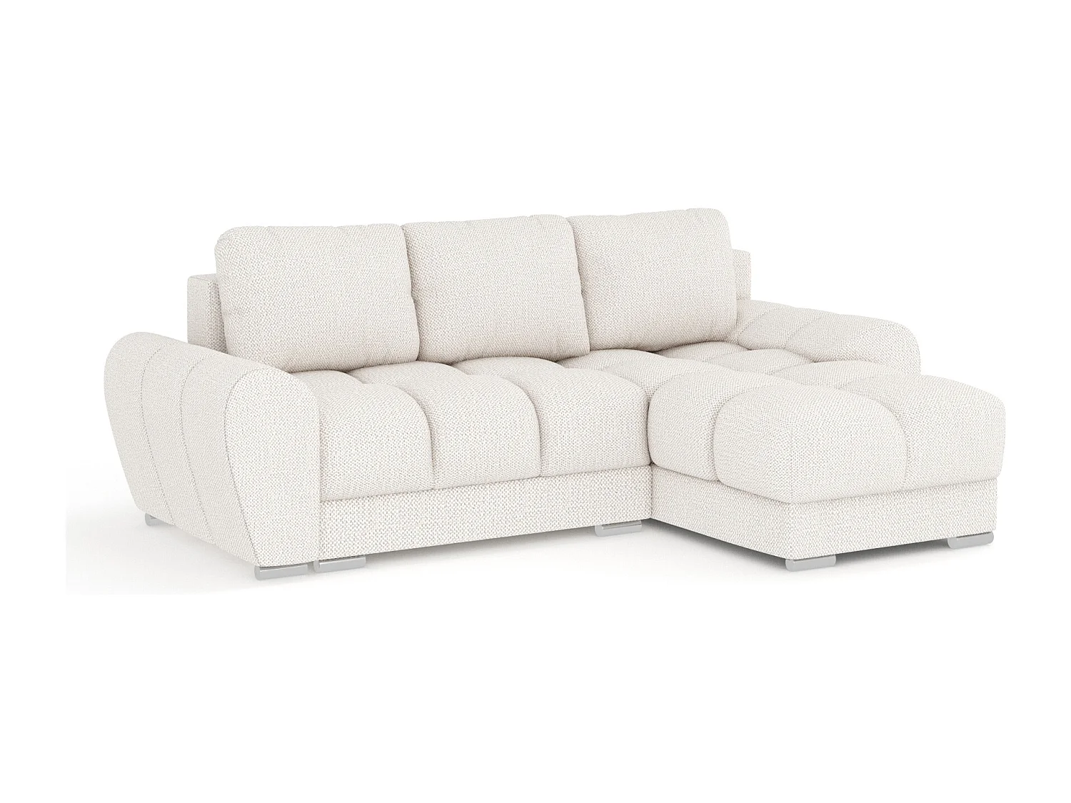 Canapé d'angle en tissu chenille Peebles - 4 places - creme