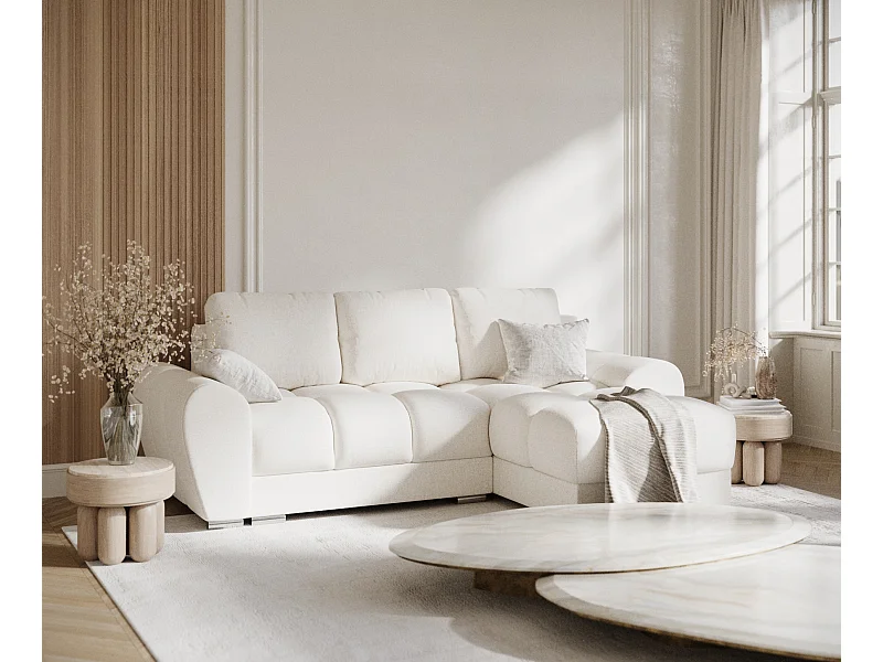 Narożnik w tkaninie plecionej Peebles - czteroosobowy - kremowy