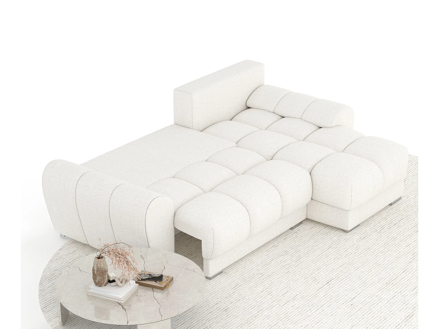 Canapé d'angle en toile tissée Peebles - 4 places - creme