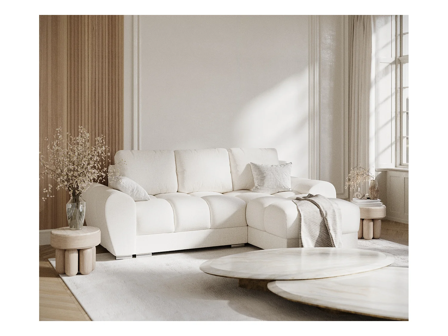Ecksofa aus Webstoff Peebles - Vier-Personen - creme