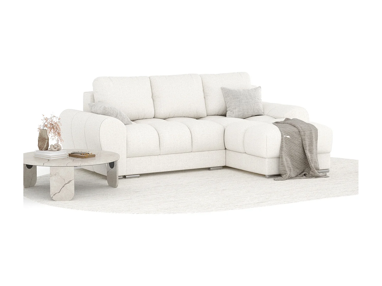 Canapé d'angle en toile tissée Peebles - 4 places - creme