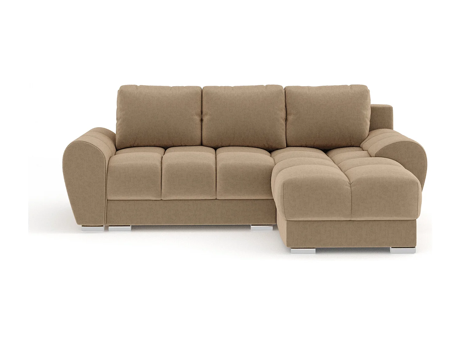 Canapé d'angle en tissu velours Peebles - 4 places - beige