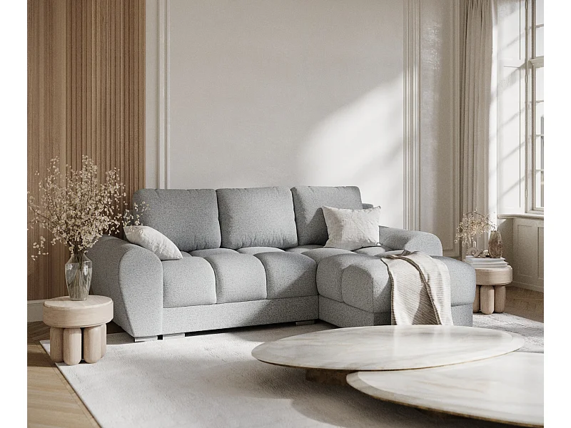 Narożnik w tkaninie plecionej Peebles - czteroosobowy - jasnoszary