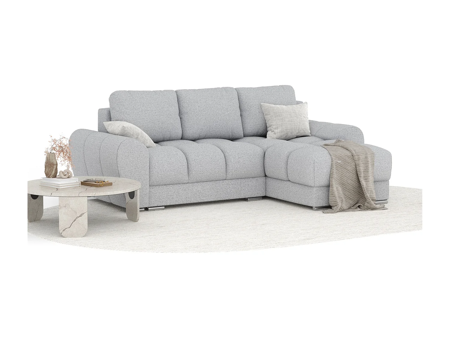 Canapé d'angle en toile tissée Peebles - 4 places - gris clair