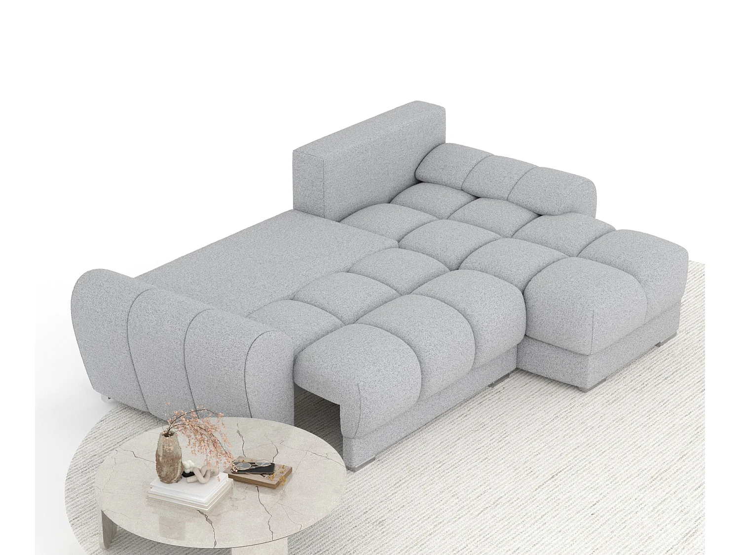 Canapé d'angle en toile tissée Peebles - 4 places - gris clair